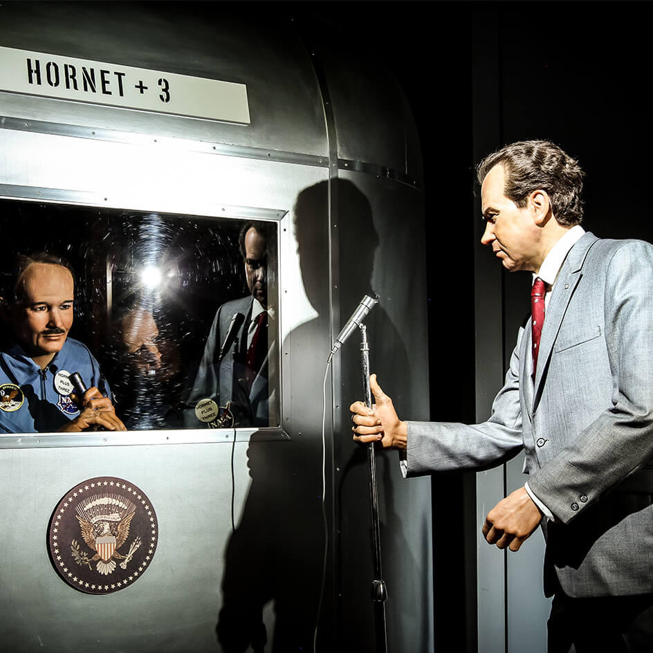 Richard Nixon welcoming the Apollo XI Astronauts after their return to earth.